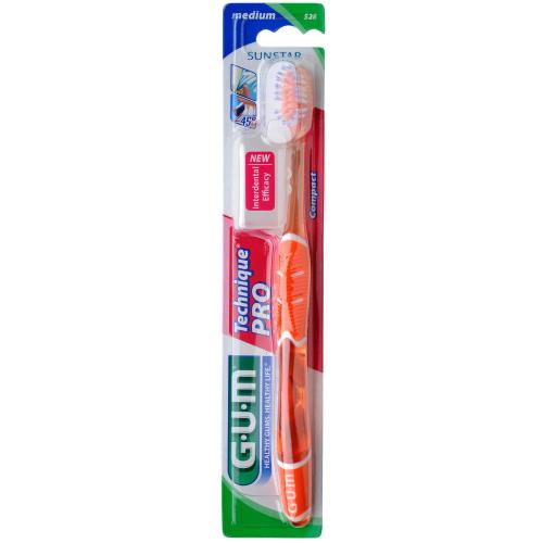 Gum Technique PRO Compact Soft Toothbrush Πορτοκαλί Επαγγελματική Οδοντόβουρτσα με Μαλακές Ίνες & Μικρή Κεφαλή 1 Τεμάχιο, Κωδ 525